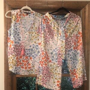 Harve Benard Floral Blouse and Cardigan Set - Multicolored like new condition